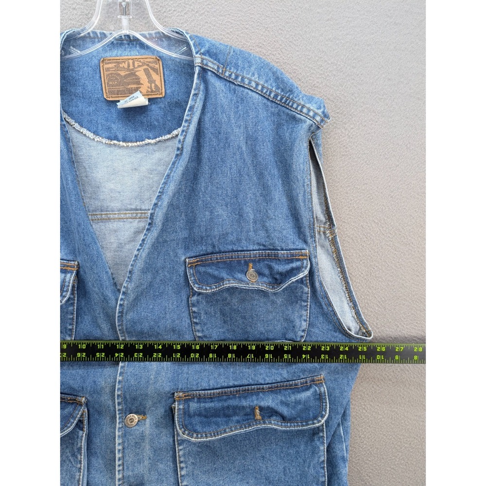 WIP Work in Progress Denim Vest Men's Size XL Barn Western Pockets 90s USA Made - Picture 7 of 11